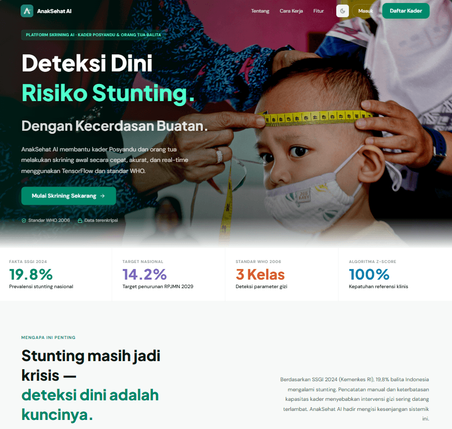 Screenshot proyek AnakSehat AI — Deteksi Dini Stunting